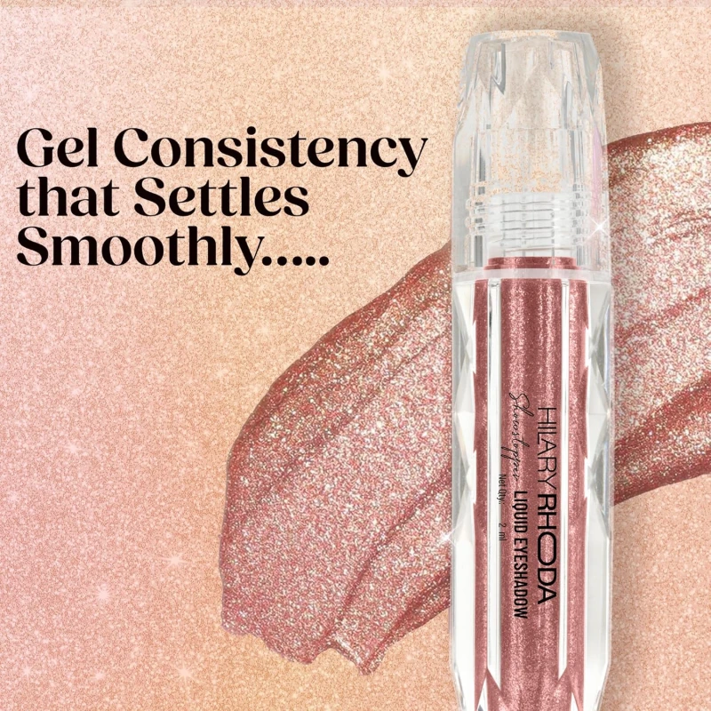 Hilary Rhoda Showstopper Liquid Eyeshadow | Gel-Based Formula | Shimmer Finish | Highly Pigmented | Blends Easily | Create Versatile Looks | 2ml (Rose Gold - Shade 03) thumbnail 4